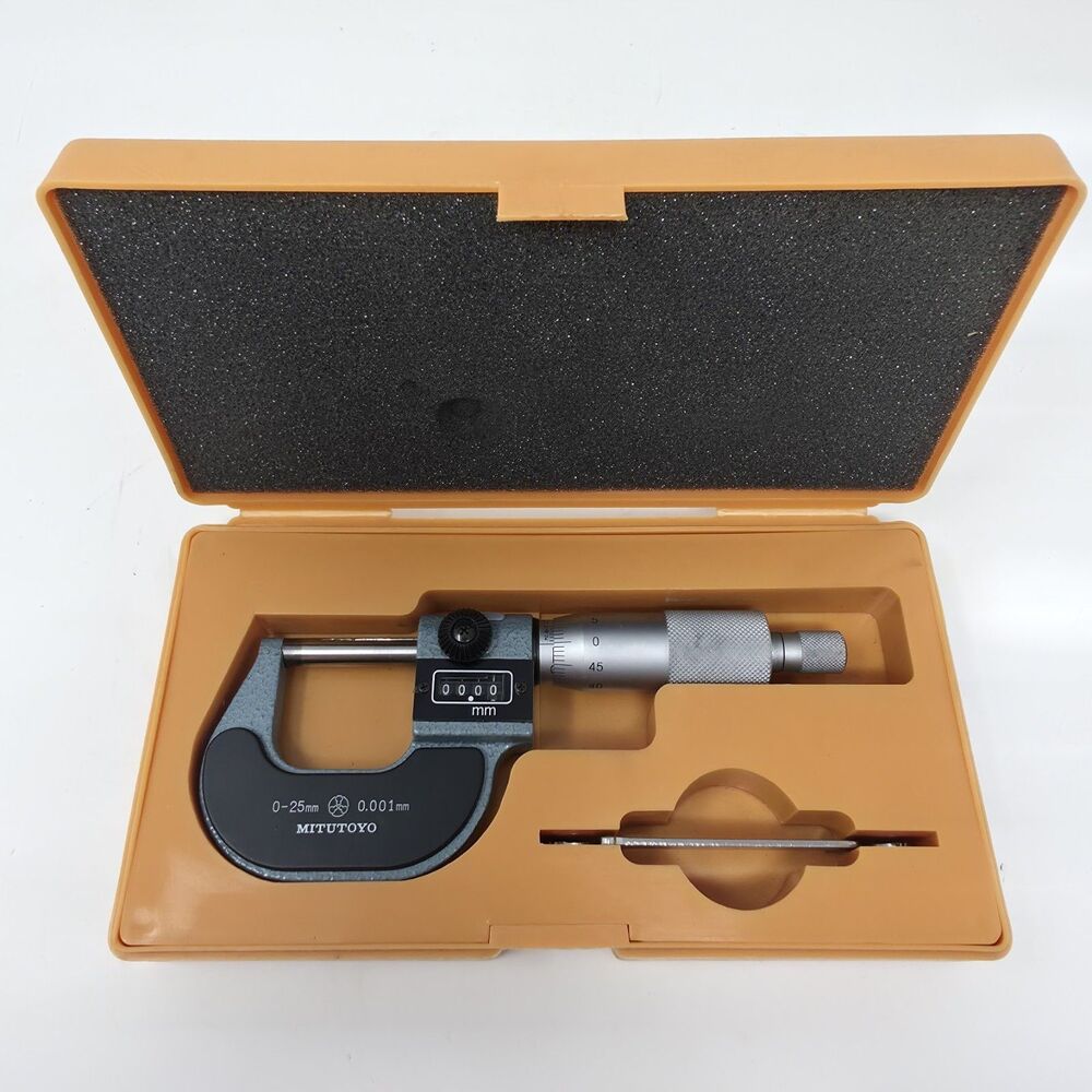 Vintage Mitutoyo Outside Micrometer 0-25mm Digit Mechanical Counter 193-111 EUC